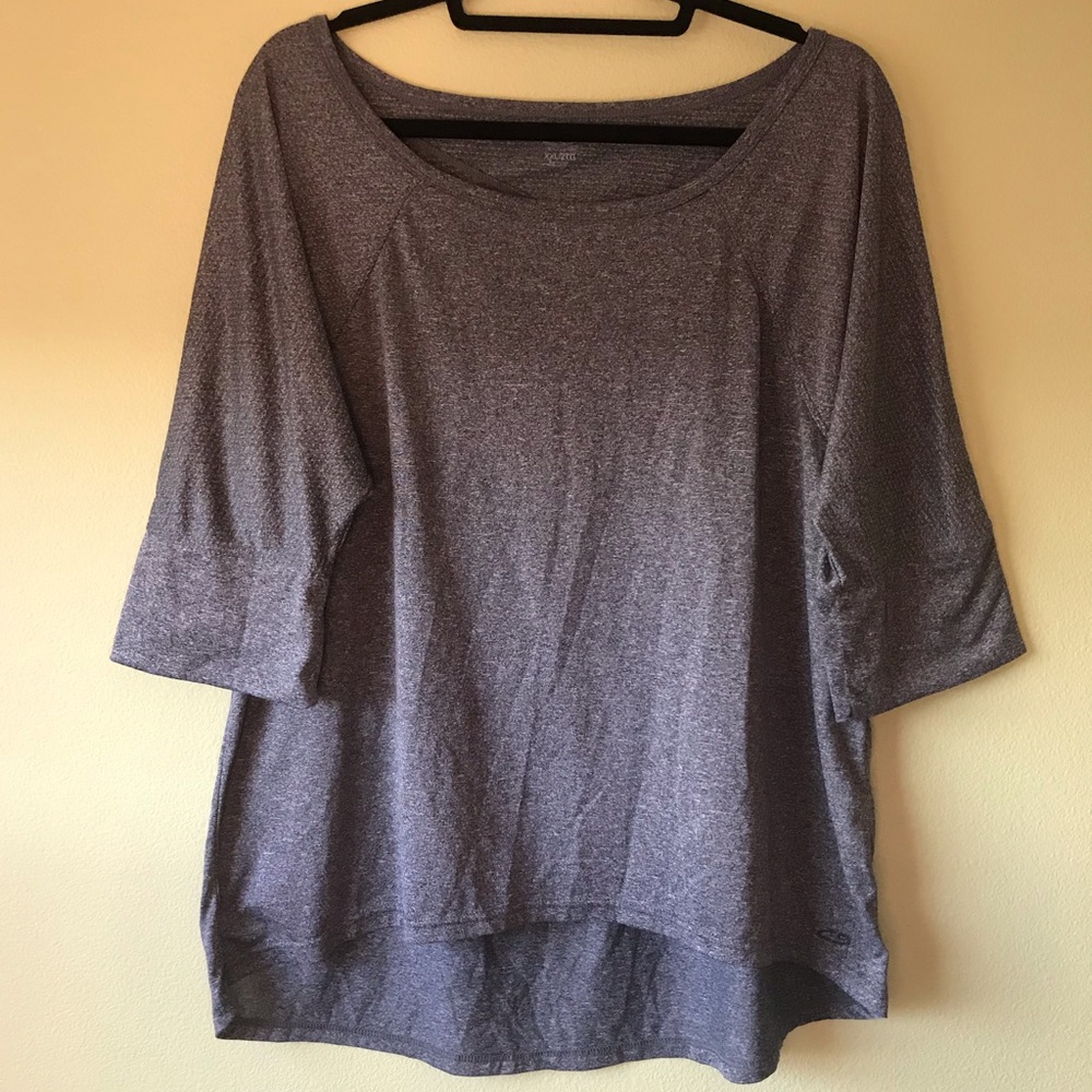 Cropped Sleeve Workout Shirt with Exposed Back